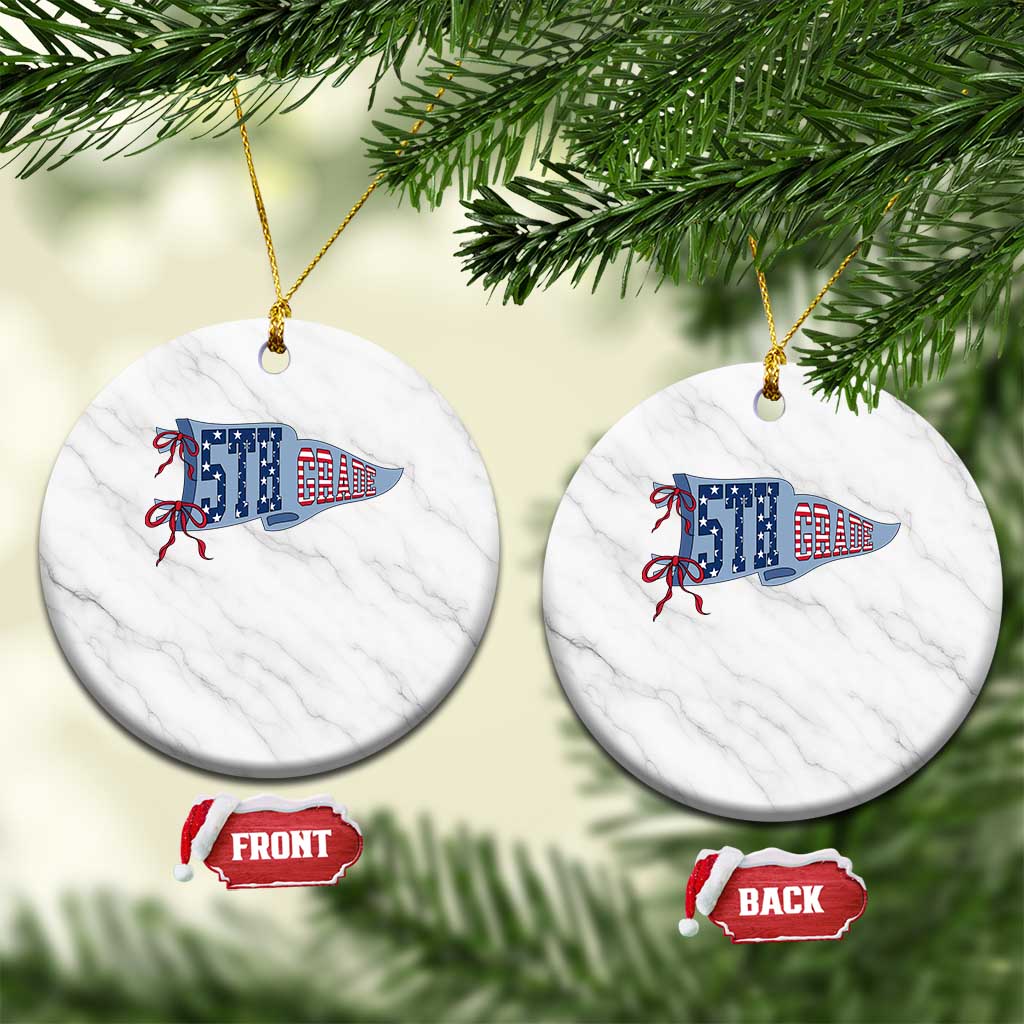 5th Grade Teacher Pennant US Flag Back to School Ceramic Ornament TS14 1pc White Marble Print Your Wear