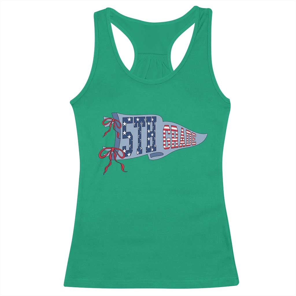 5th Grade Teacher Pennant US Flag Back to School Racerback Tank Top