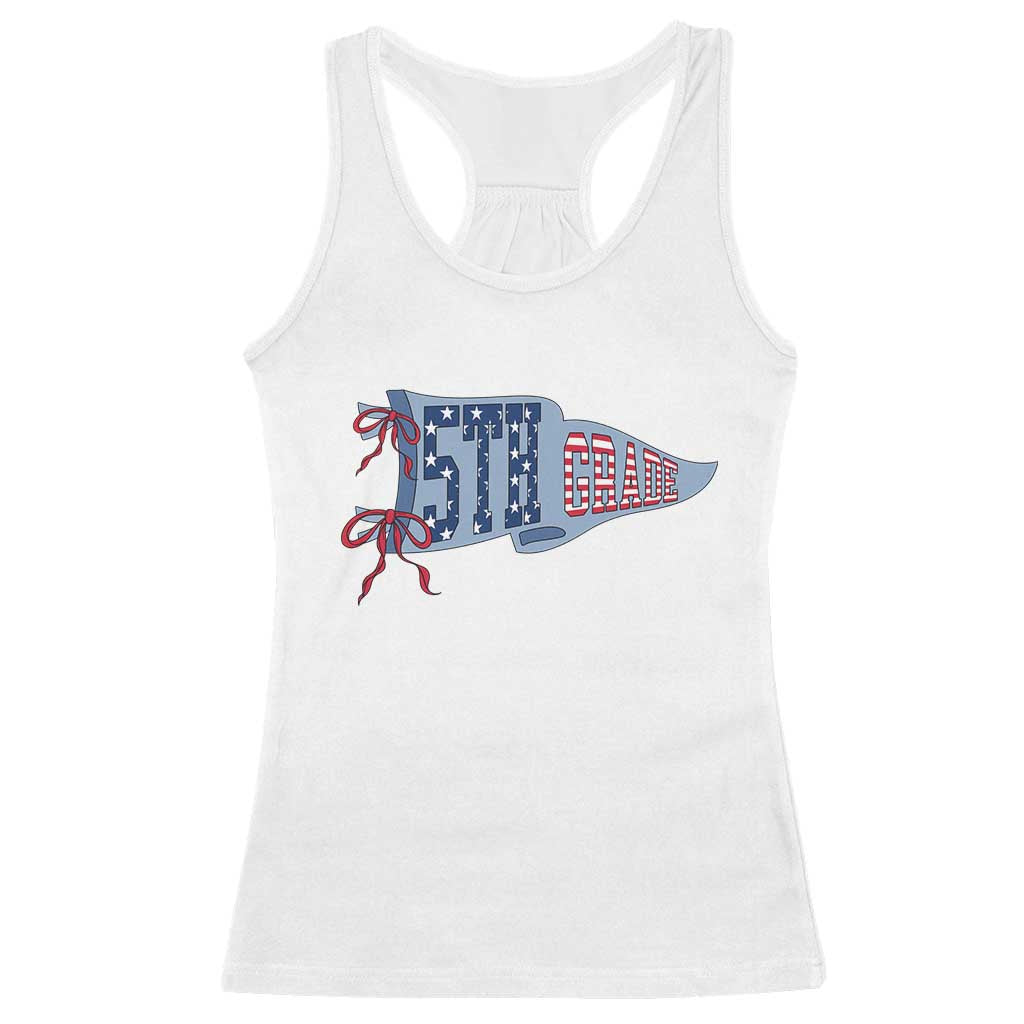 5th Grade Teacher Pennant US Flag Back to School Racerback Tank Top
