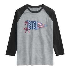5th Grade Teacher Pennant US Flag Back to School Raglan Shirt