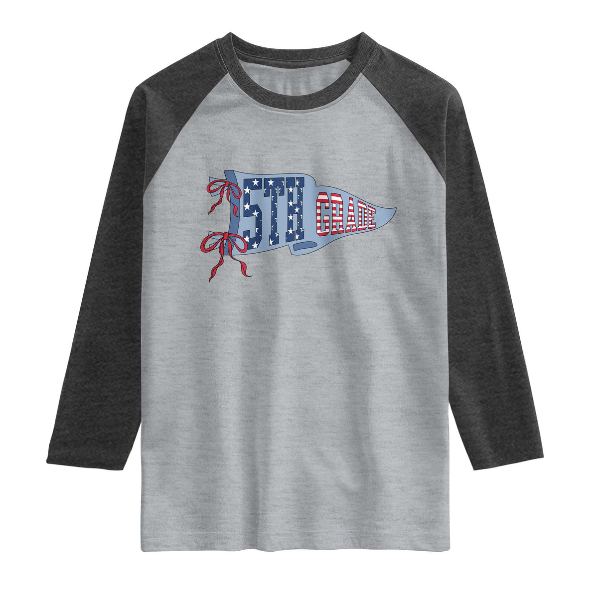 5th Grade Teacher Pennant US Flag Back to School Raglan Shirt
