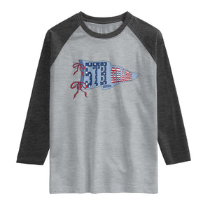 5th Grade Teacher Pennant US Flag Back to School Raglan Shirt