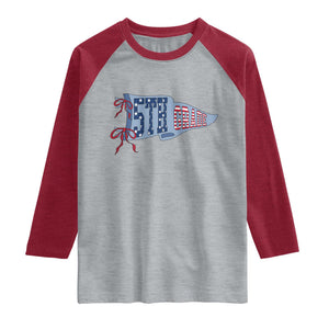 5th Grade Teacher Pennant US Flag Back to School Raglan Shirt