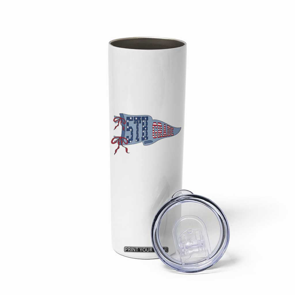 5th Grade Teacher Pennant US Flag Back to School Skinny Tumbler