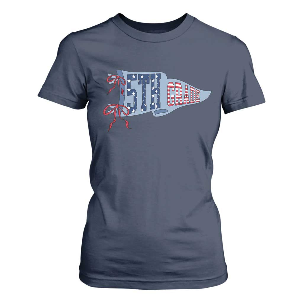 5th Grade Teacher Pennant US Flag Back to School T Shirt For Women