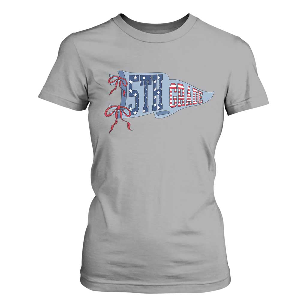 5th Grade Teacher Pennant US Flag Back to School T Shirt For Women