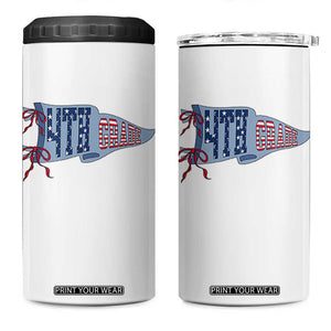 4th Grade Teacher Pennant US Flag Back to School 4 in 1 Can Cooler Tumbler