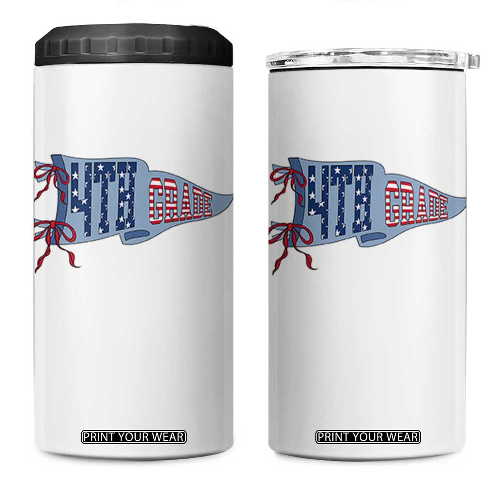 4th Grade Teacher Pennant US Flag Back to School 4 in 1 Can Cooler Tumbler TS14 One Size: 16 oz White Print Your Wear