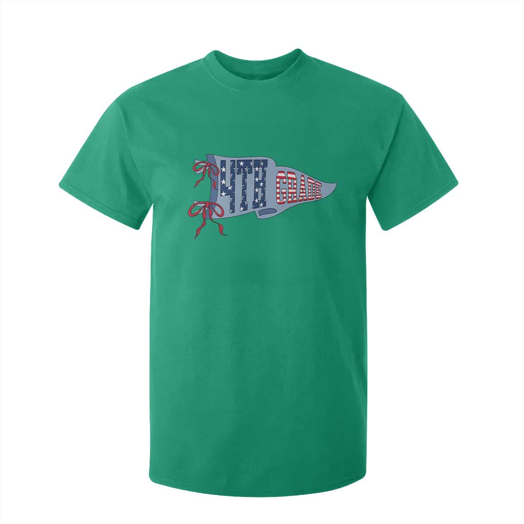 4th Grade Teacher Pennant US Flag Back to School T Shirt For Kid