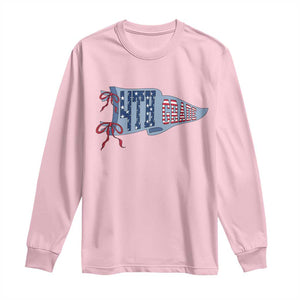 4th Grade Teacher Pennant US Flag Back to School Long Sleeve Shirt