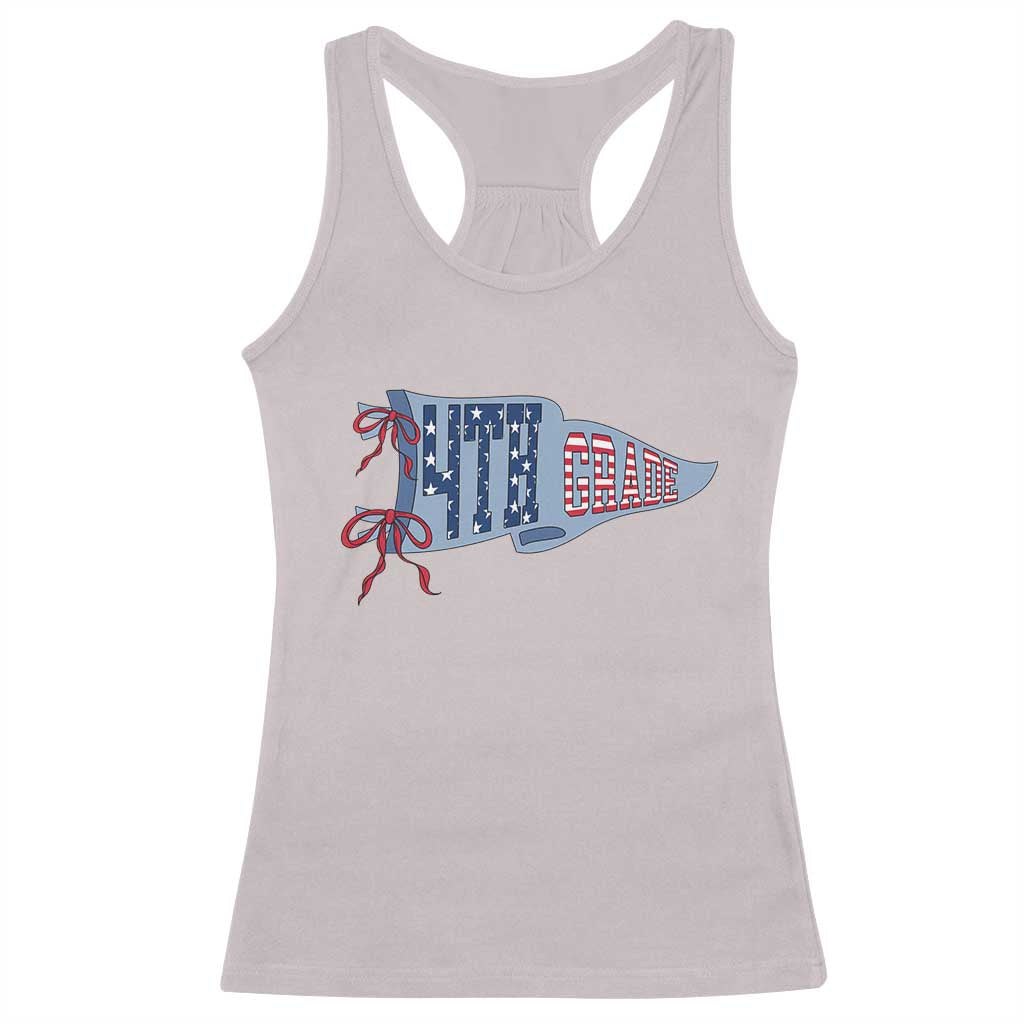 4th Grade Teacher Pennant US Flag Back to School Racerback Tank Top