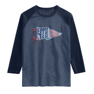4th Grade Teacher Pennant US Flag Back to School Raglan Shirt