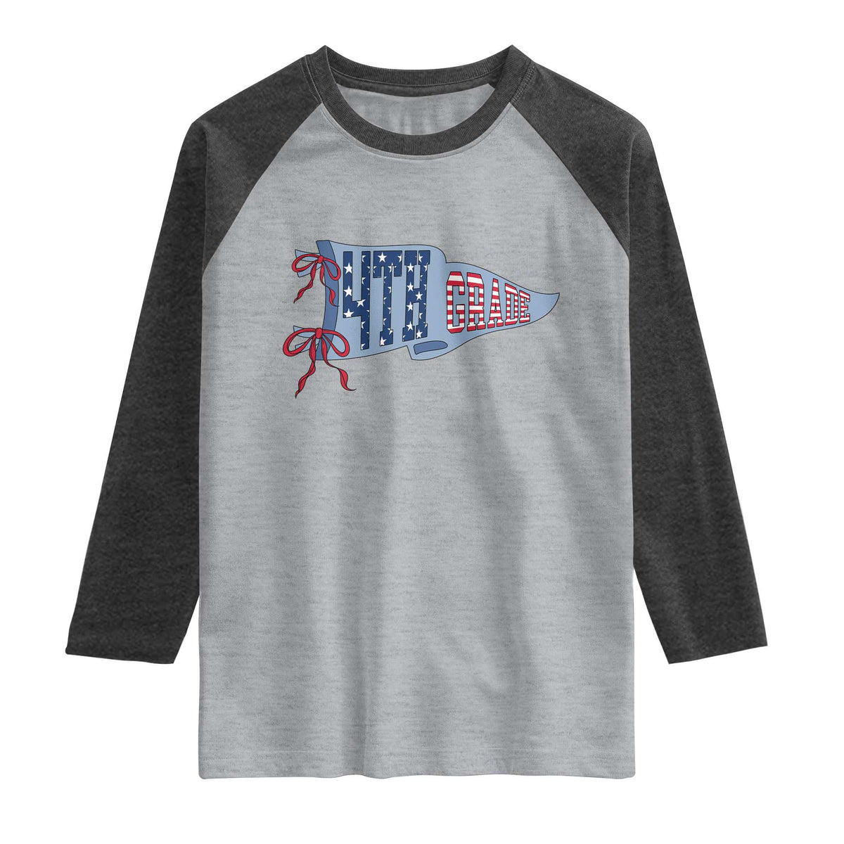 4th Grade Teacher Pennant US Flag Back to School Raglan Shirt