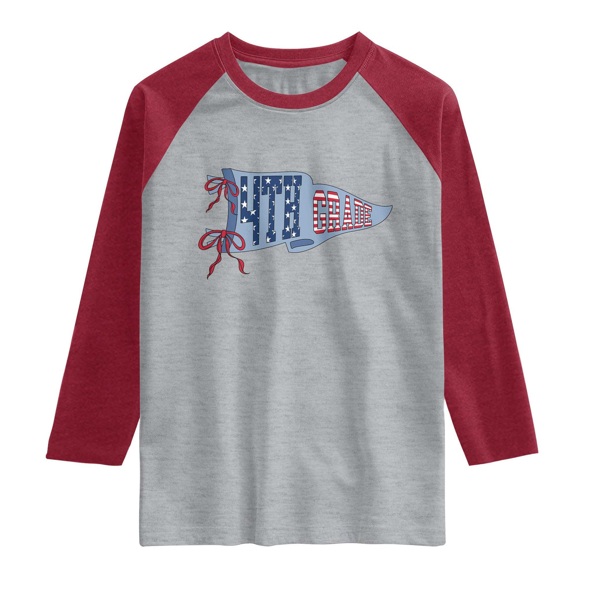 4th Grade Teacher Pennant US Flag Back to School Raglan Shirt