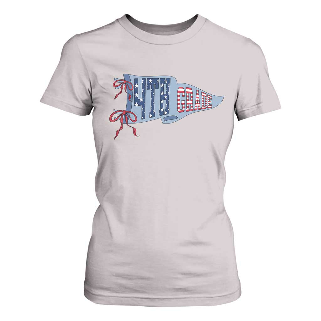 4th Grade Teacher Pennant US Flag Back to School T Shirt For Women