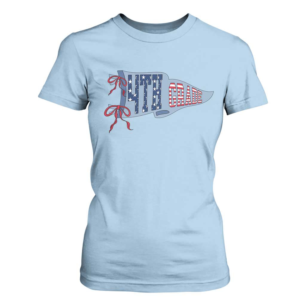 4th Grade Teacher Pennant US Flag Back to School T Shirt For Women
