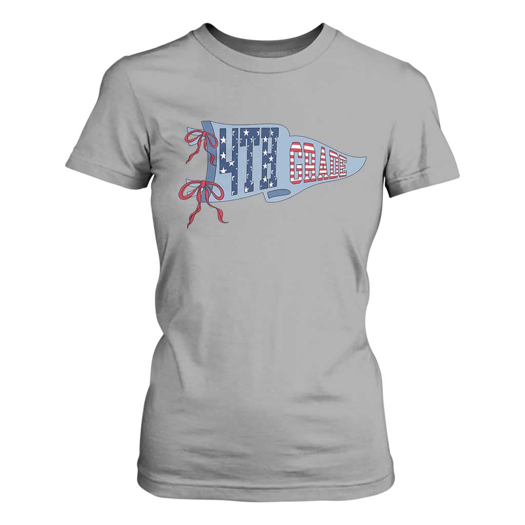 4th Grade Teacher Pennant US Flag Back to School T Shirt For Women