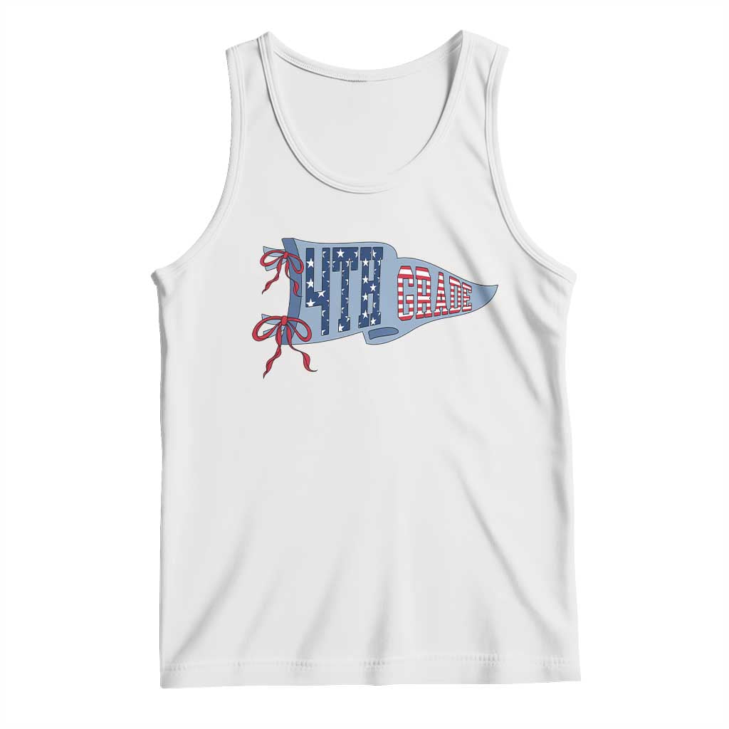 4th Grade Teacher Pennant US Flag Back to School Tank Top TS14 White Print Your Wear