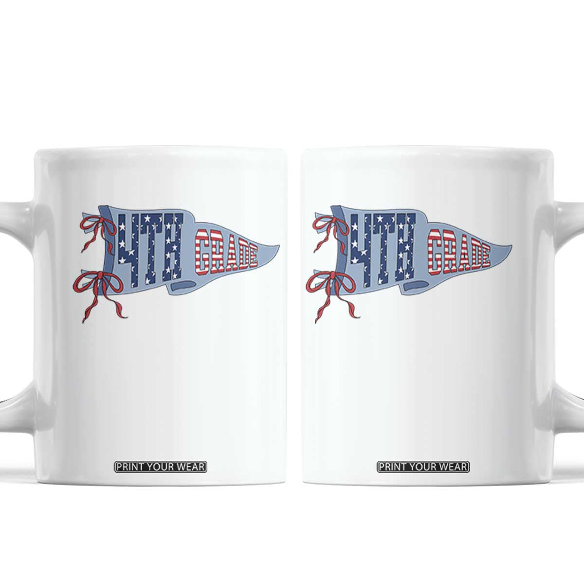 4th Grade Teacher Pennant US Flag Back to School Coffee Mug TS14 White Print Your Wear
