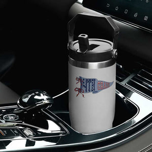 4th Grade Teacher Pennant US Flag Back to School Flip Straw Tumbler