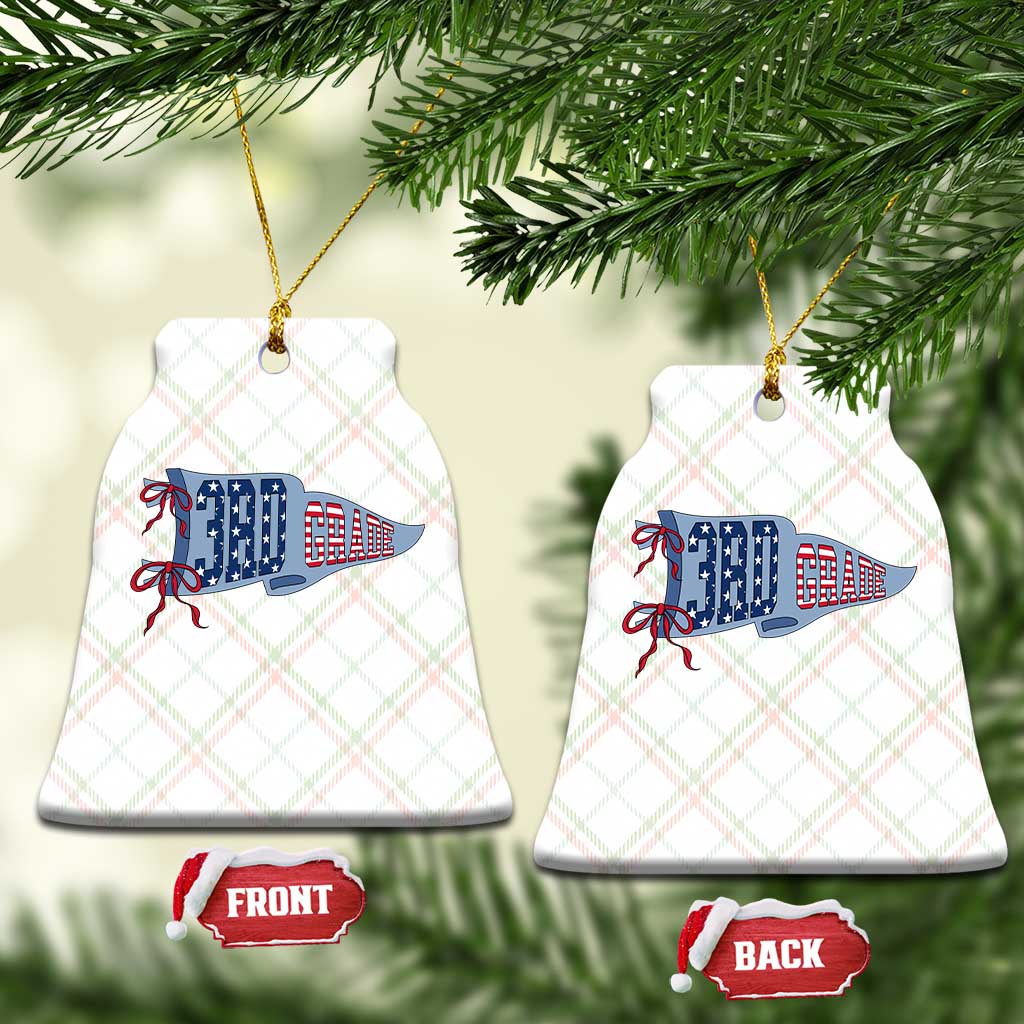 3rd Grade Teacher Pennant US Flag Back to School Ceramic Ornament