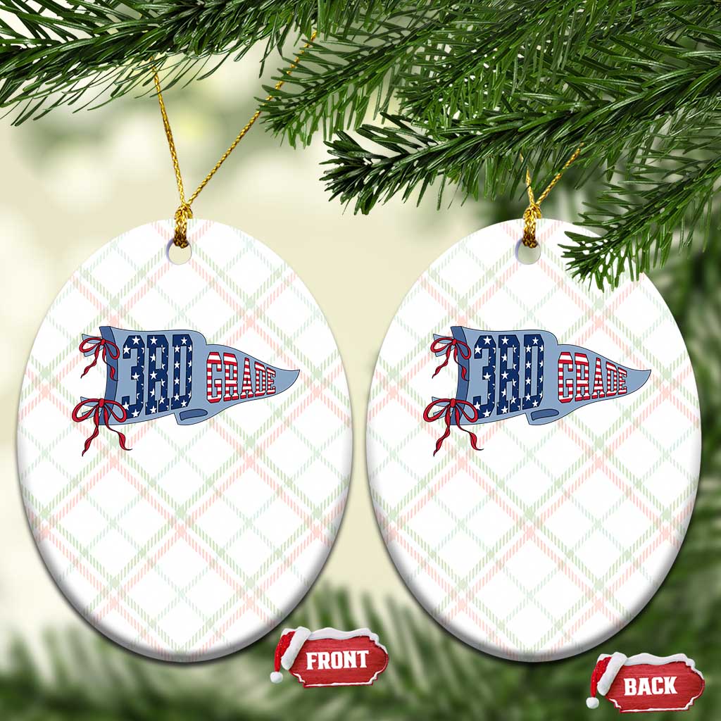 3rd Grade Teacher Pennant US Flag Back to School Ceramic Ornament