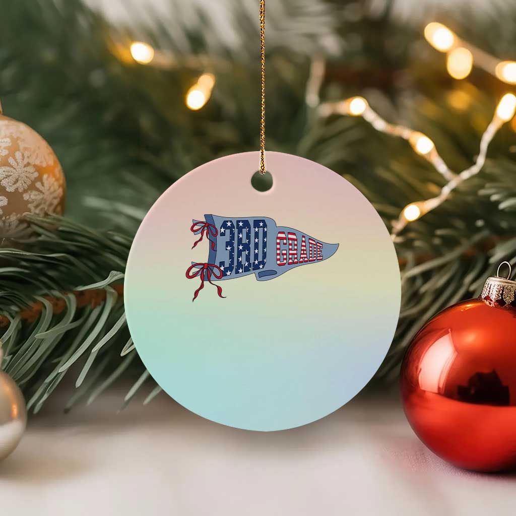 3rd Grade Teacher Pennant US Flag Back to School Ceramic Ornament