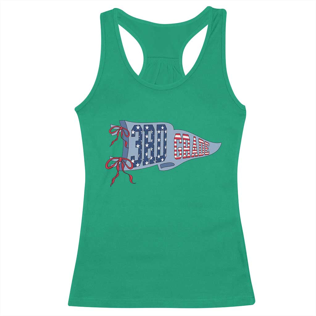 3rd Grade Teacher Pennant US Flag Back to School Racerback Tank Top