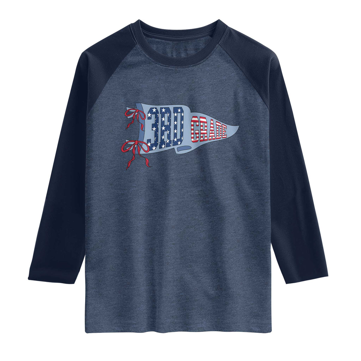 3rd Grade Teacher Pennant US Flag Back to School Raglan Shirt