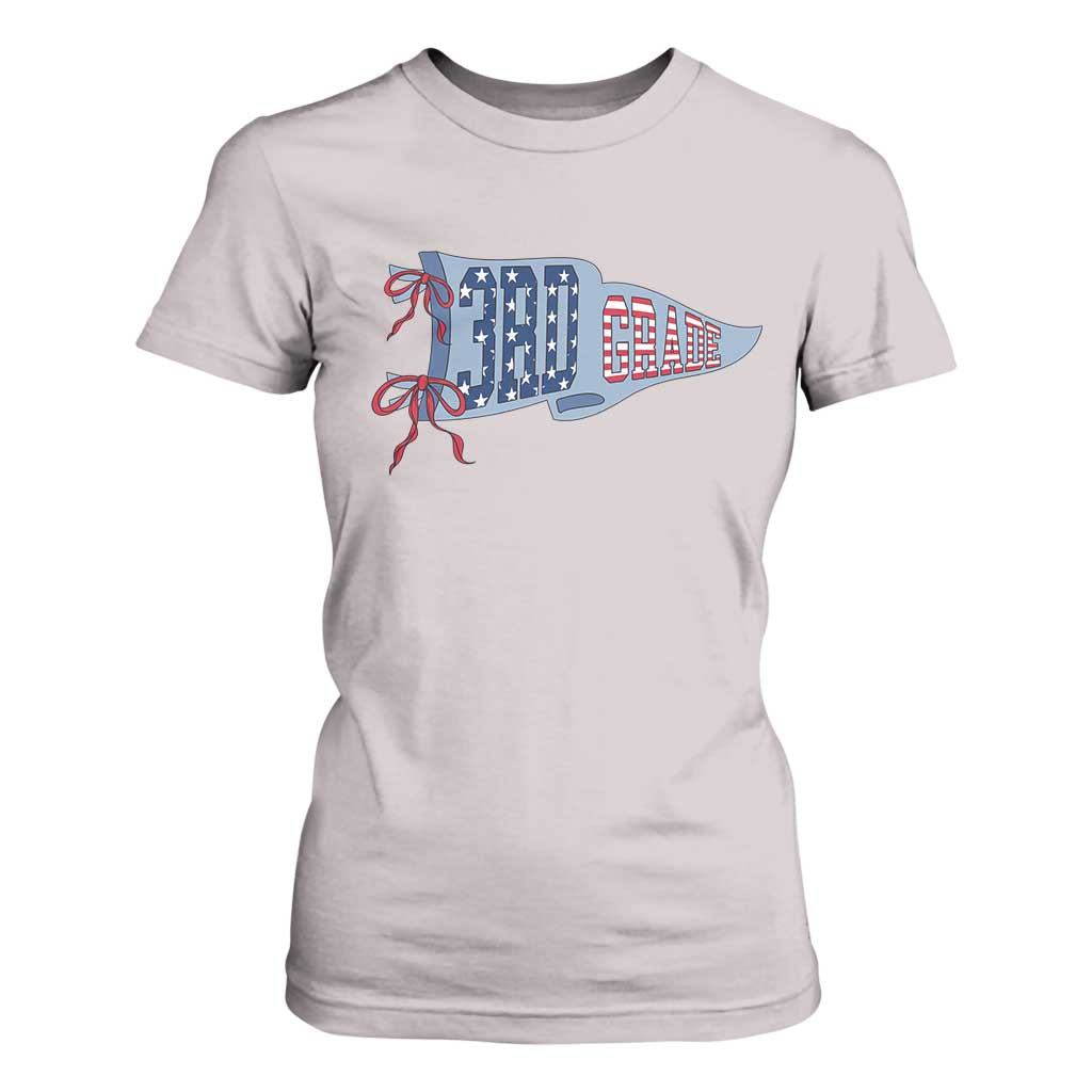 3rd Grade Teacher Pennant US Flag Back to School T Shirt For Women