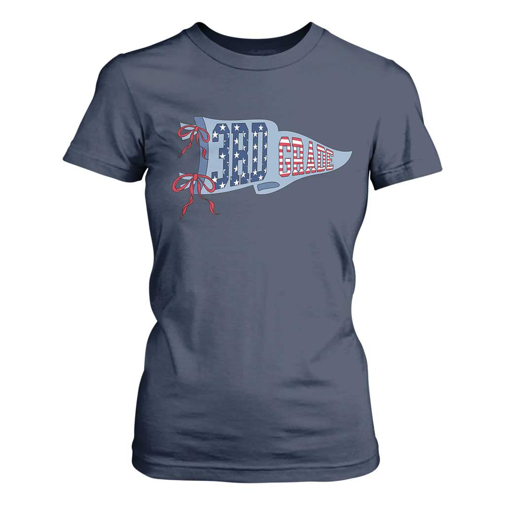 3rd Grade Teacher Pennant US Flag Back to School T Shirt For Women