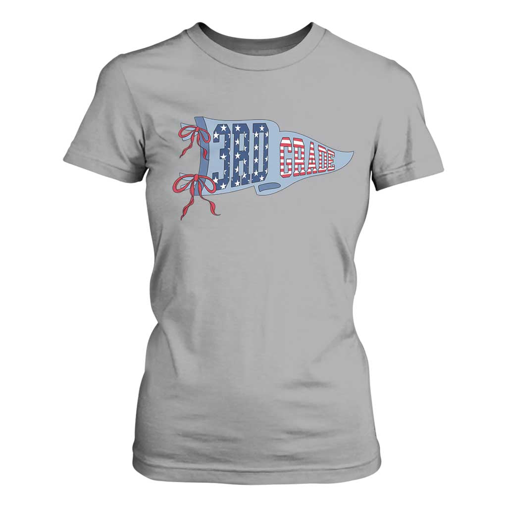 3rd Grade Teacher Pennant US Flag Back to School T Shirt For Women