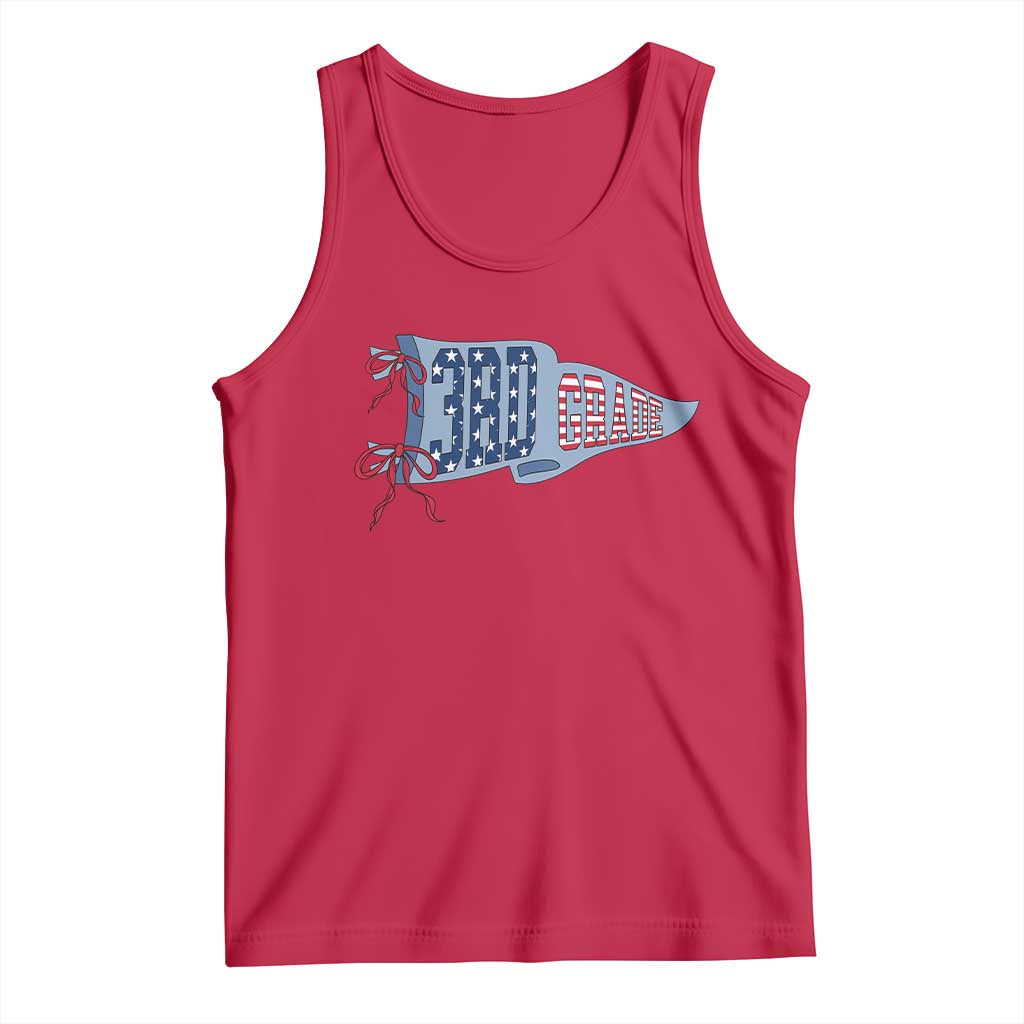 3rd Grade Teacher Pennant US Flag Back to School Tank Top