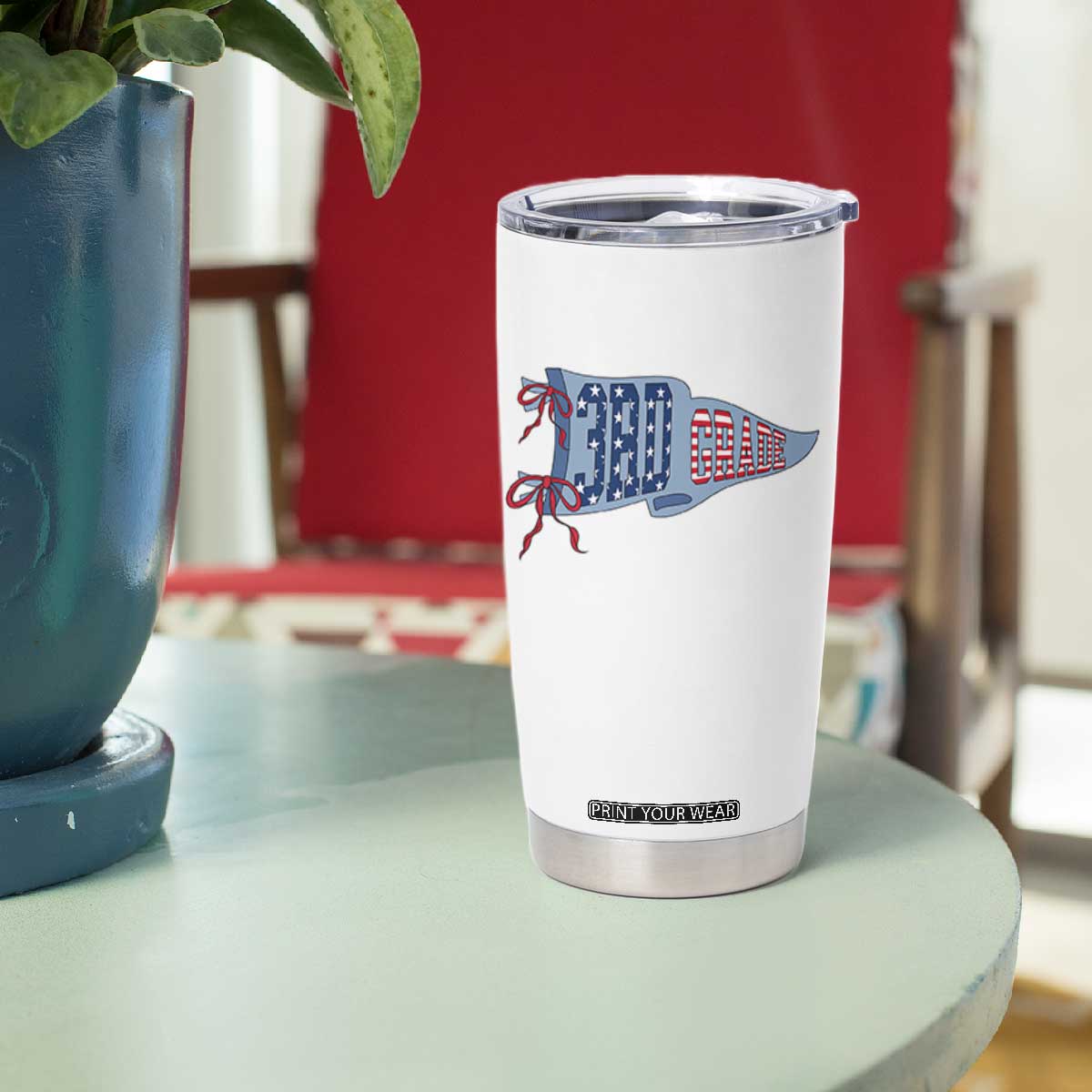 3rd Grade Teacher Pennant US Flag Back to School Tumbler Cup