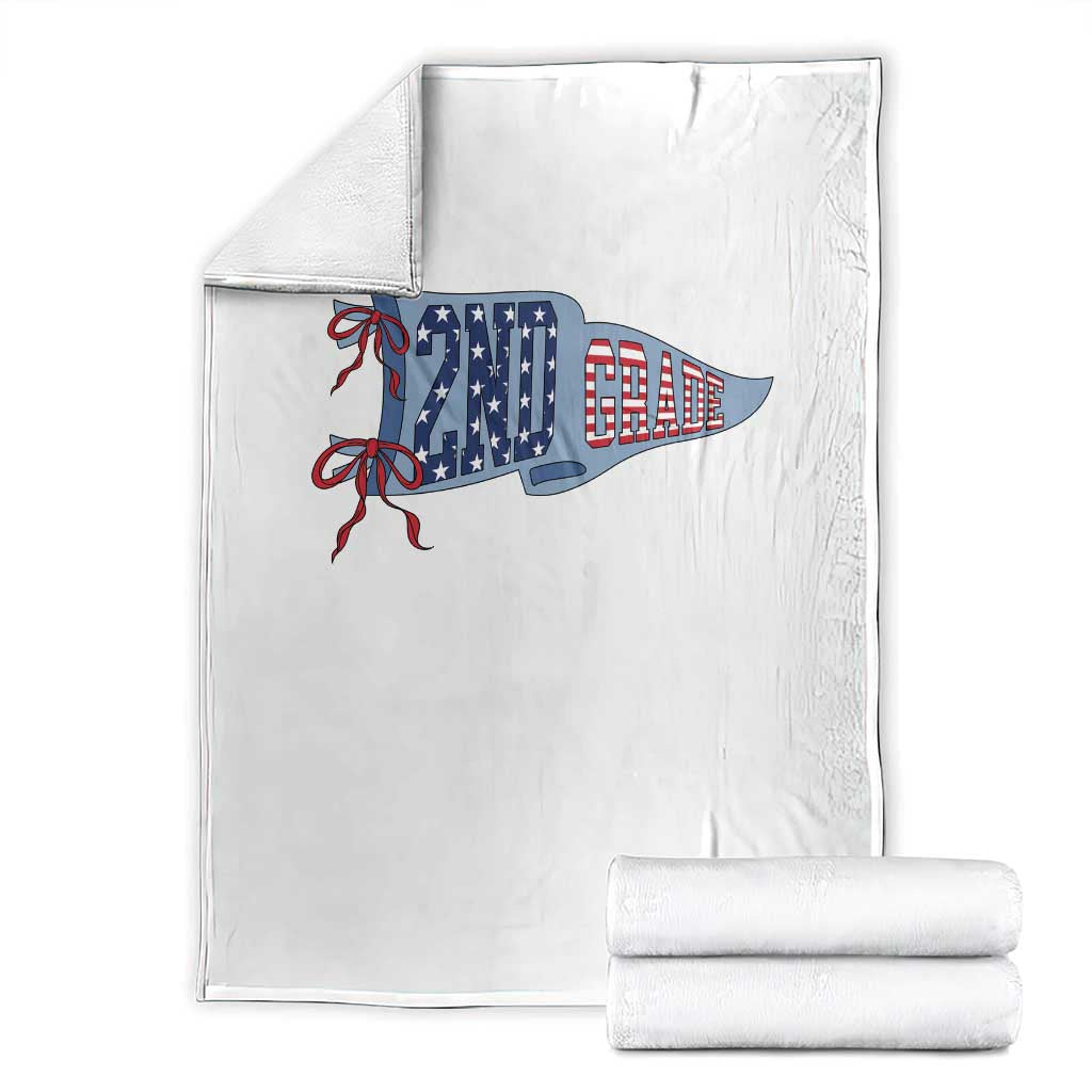 2nd Grade Teacher Pennant US Flag Back to School Throw Blanket