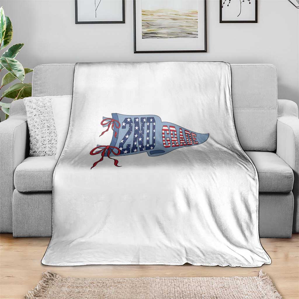 2nd Grade Teacher Pennant US Flag Back to School Throw Blanket