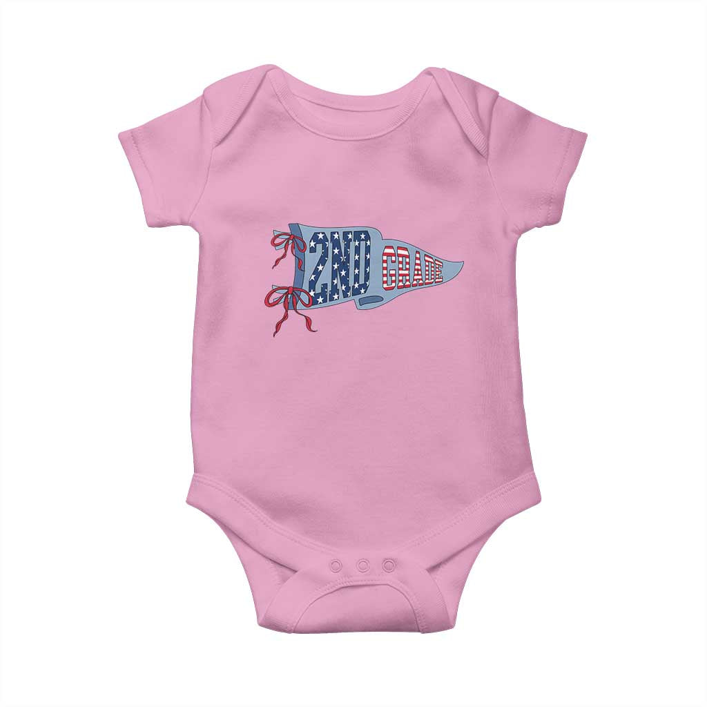 2nd Grade Teacher Pennant US Flag Back to School Baby Onesie