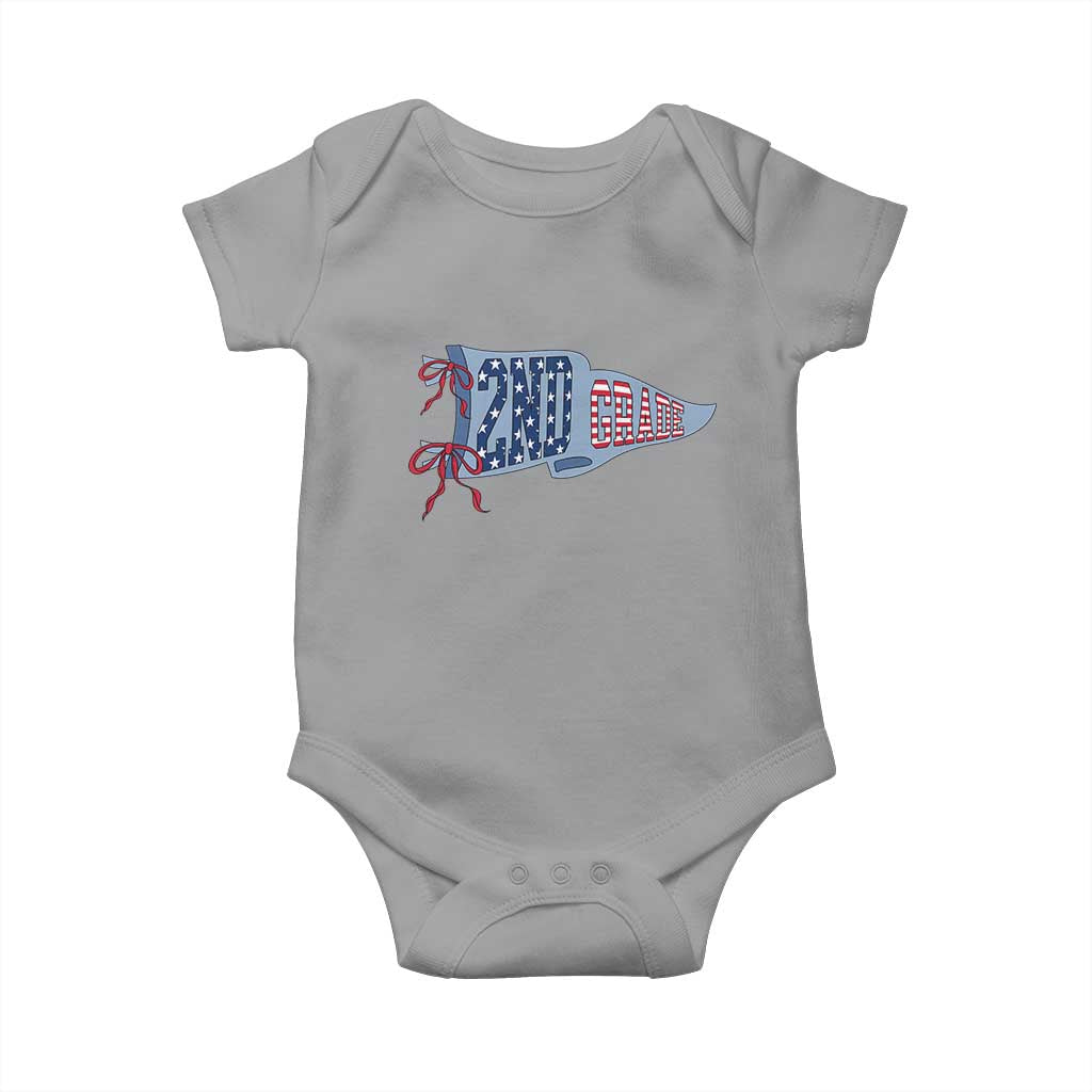 2nd Grade Teacher Pennant US Flag Back to School Baby Onesie