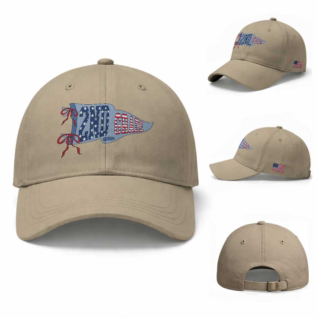 2nd Grade Teacher Pennant US Flag Back to School Baseball Cap