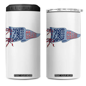2nd Grade Teacher Pennant US Flag Back to School 4 in 1 Can Cooler Tumbler