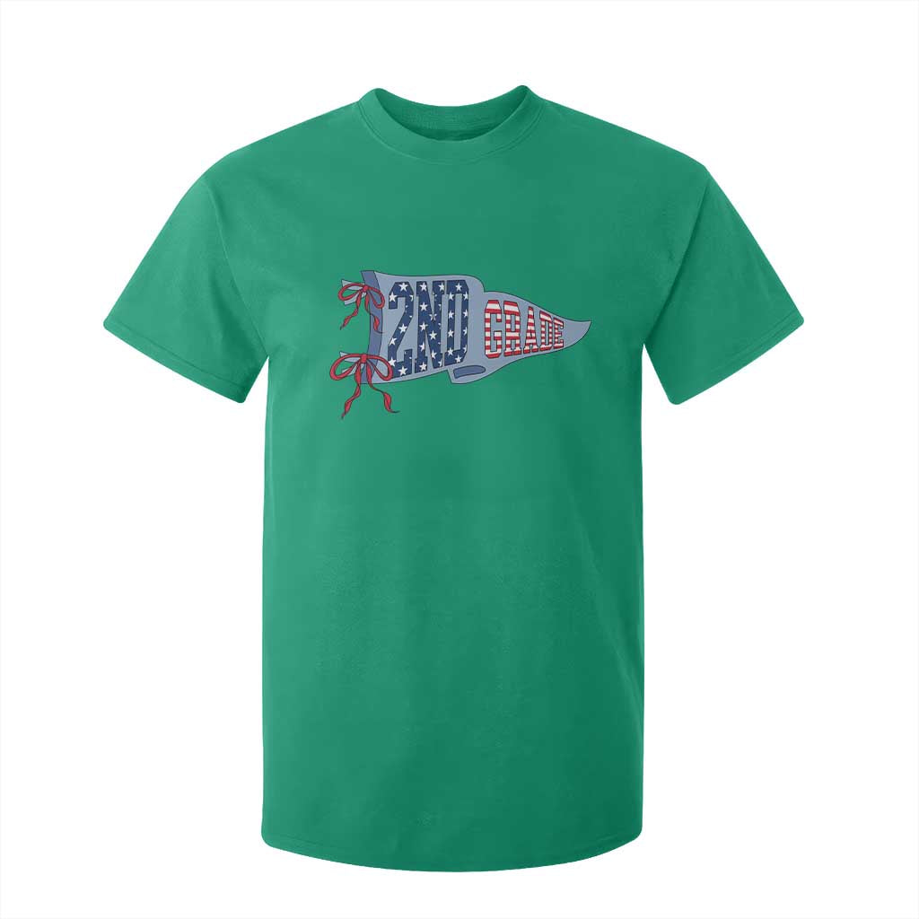 2nd Grade Teacher Pennant US Flag Back to School T Shirt For Kid