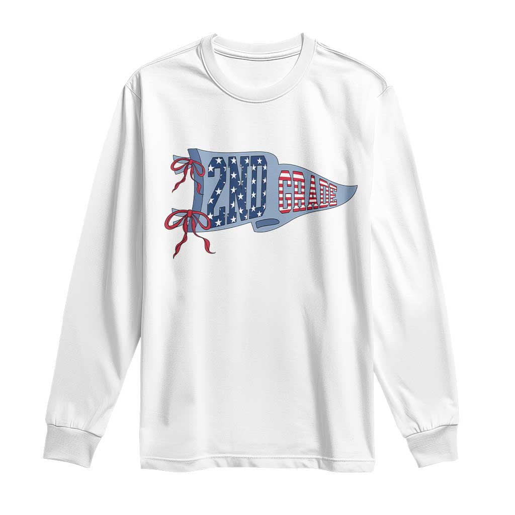 2nd Grade Teacher Pennant US Flag Back to School Long Sleeve Shirt TS14 White Print Your Wear
