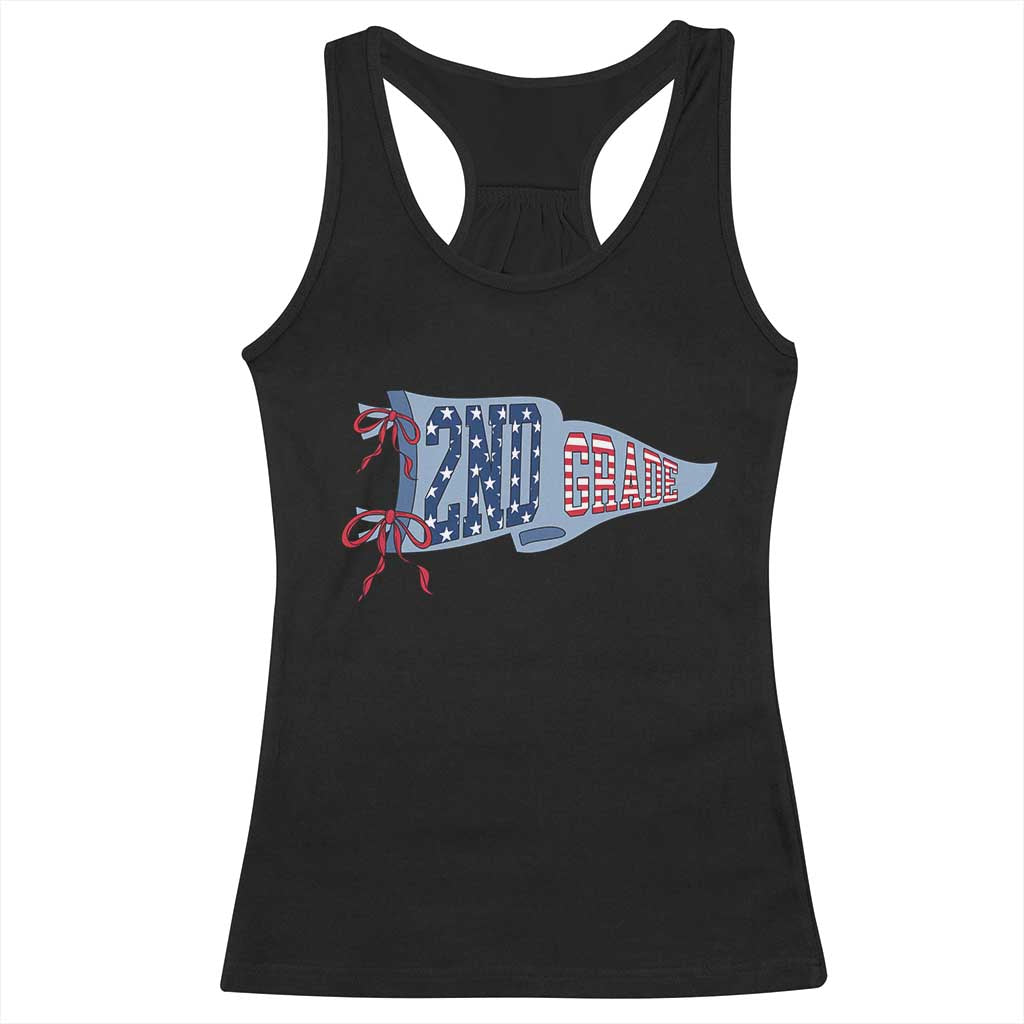 2nd Grade Teacher Pennant US Flag Back to School Racerback Tank Top