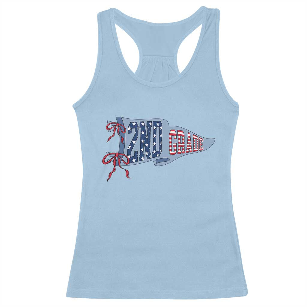 2nd Grade Teacher Pennant US Flag Back to School Racerback Tank Top