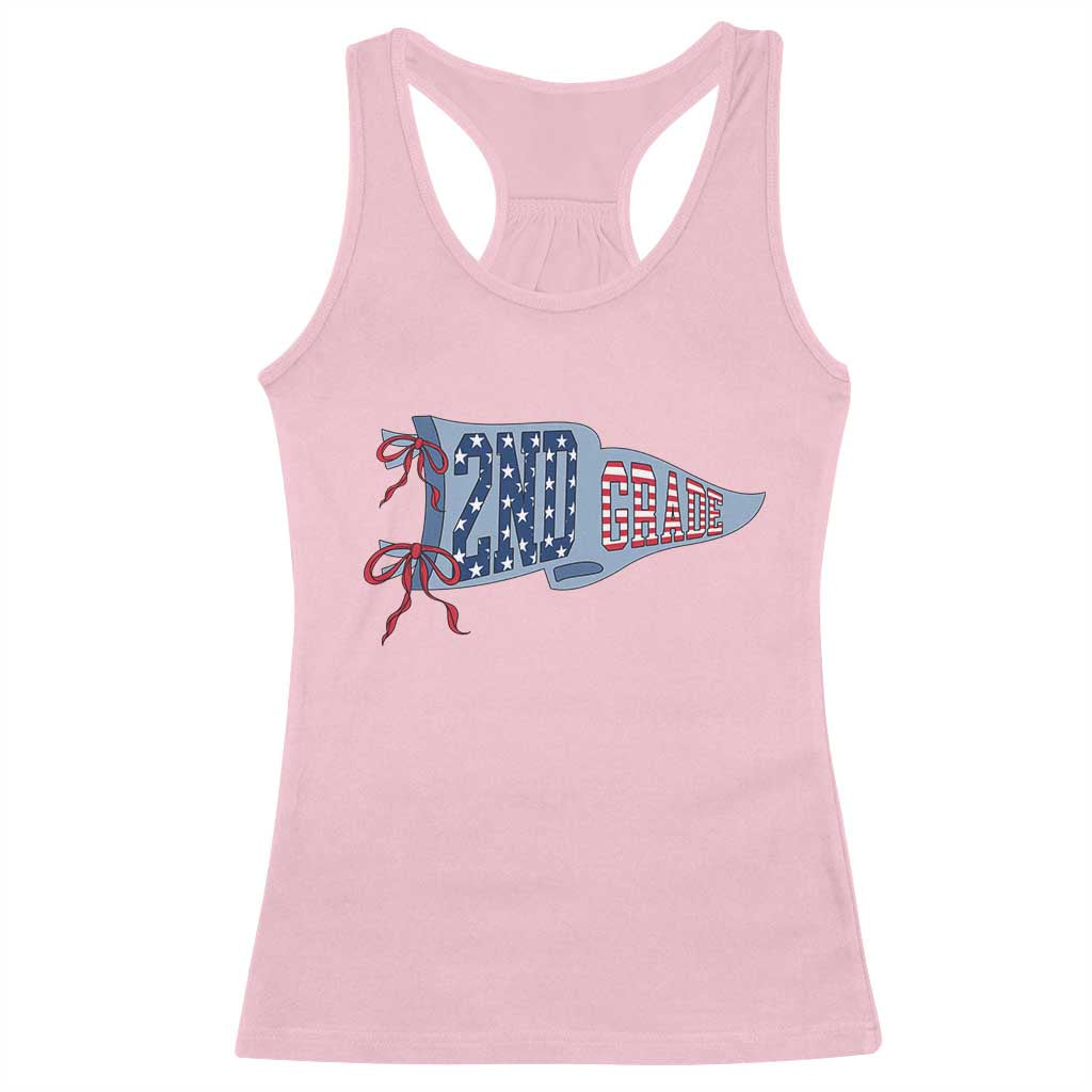 2nd Grade Teacher Pennant US Flag Back to School Racerback Tank Top