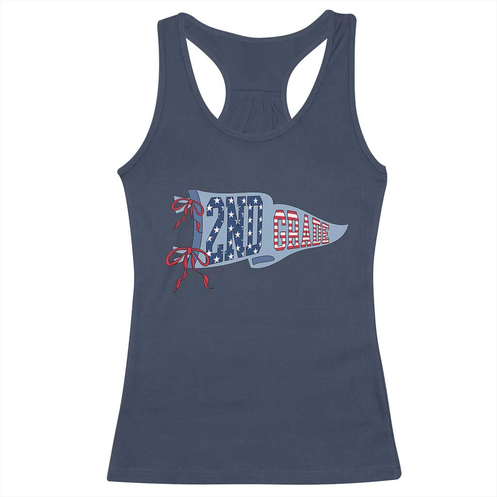 2nd Grade Teacher Pennant US Flag Back to School Racerback Tank Top
