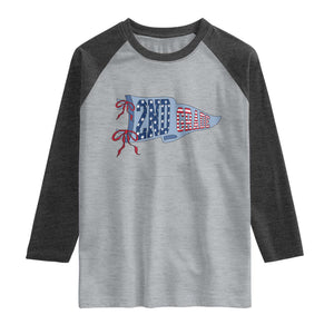 2nd Grade Teacher Pennant US Flag Back to School Raglan Shirt