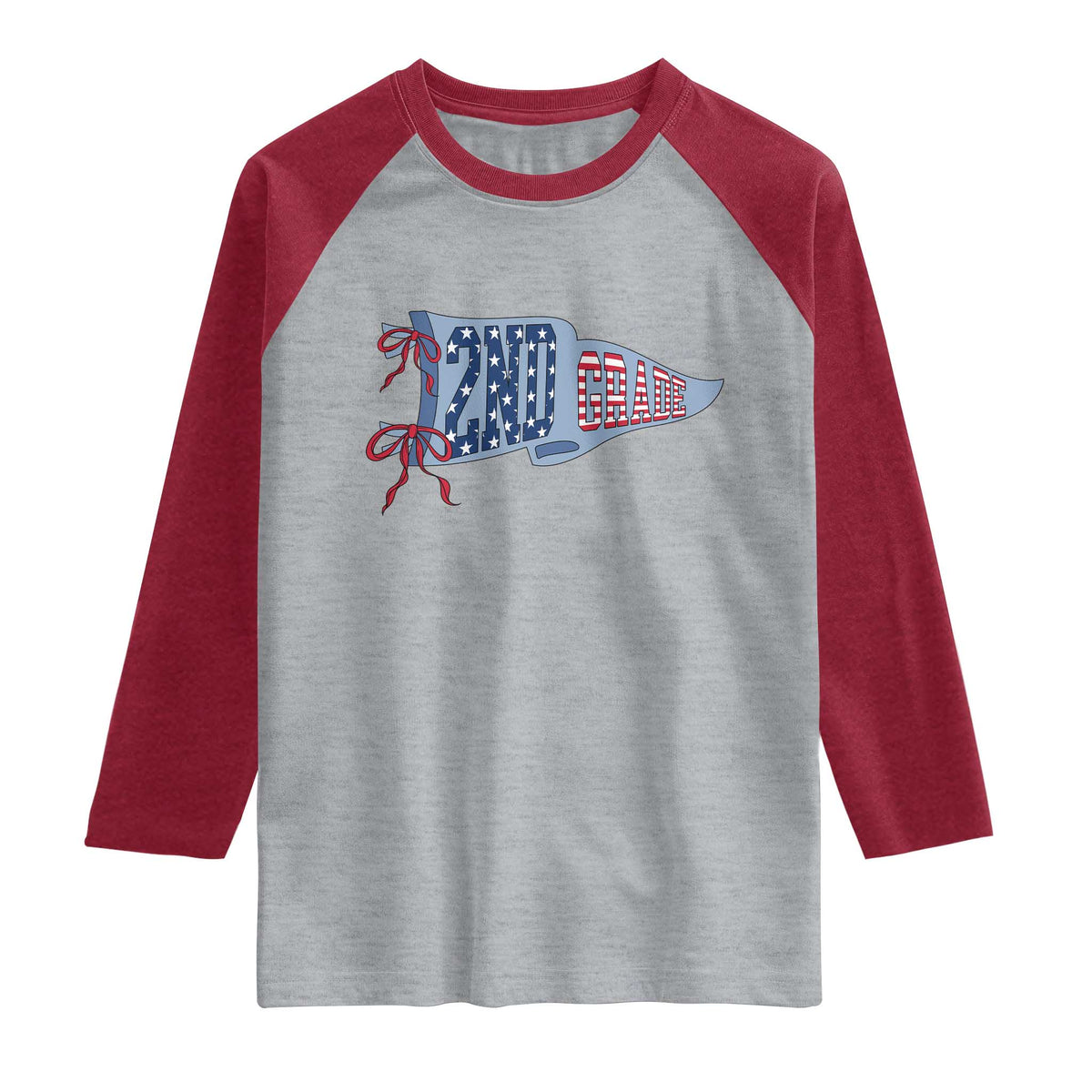 2nd Grade Teacher Pennant US Flag Back to School Raglan Shirt