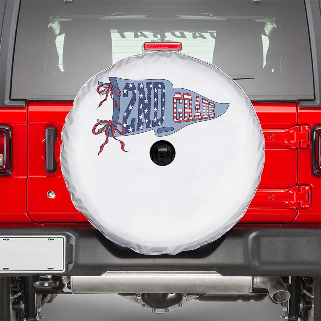 2nd Grade Teacher Pennant US Flag Back to School Spare Tire Cover