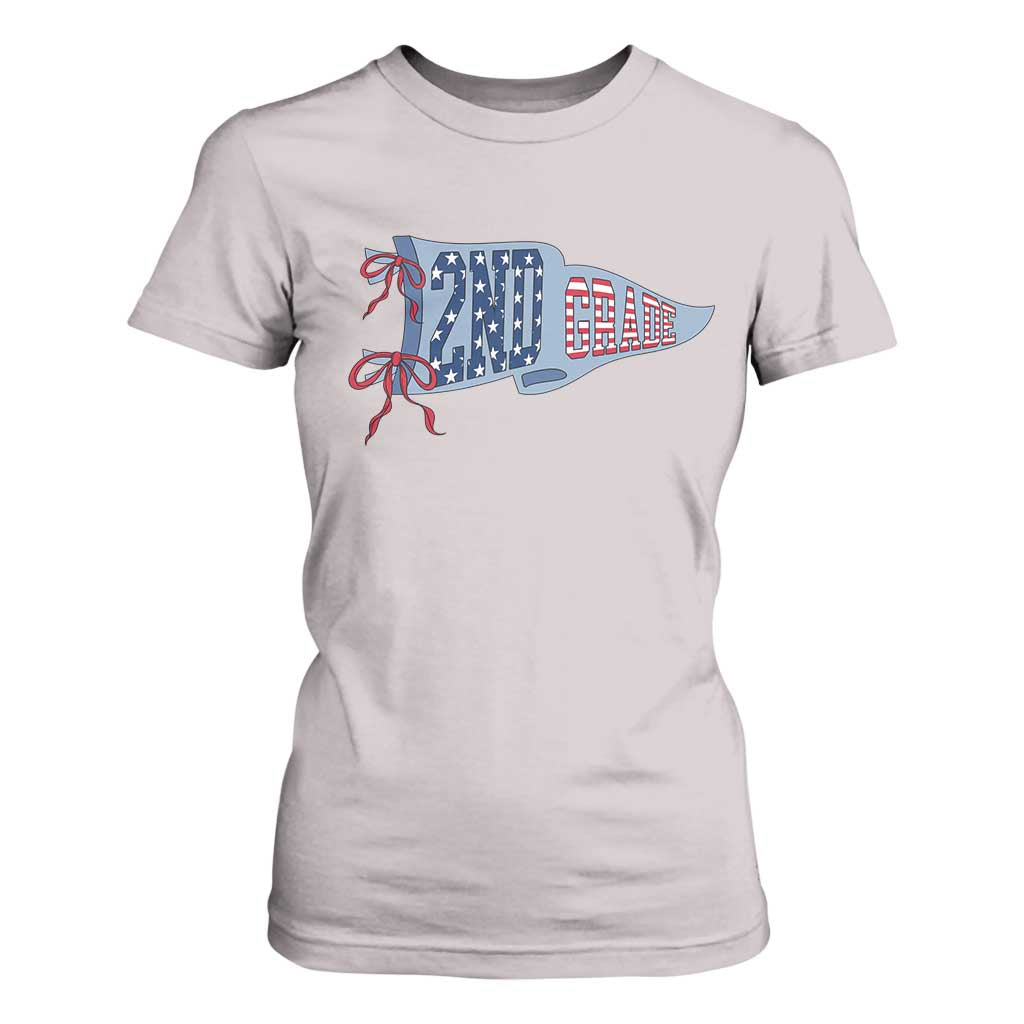2nd Grade Teacher Pennant US Flag Back to School T Shirt For Women